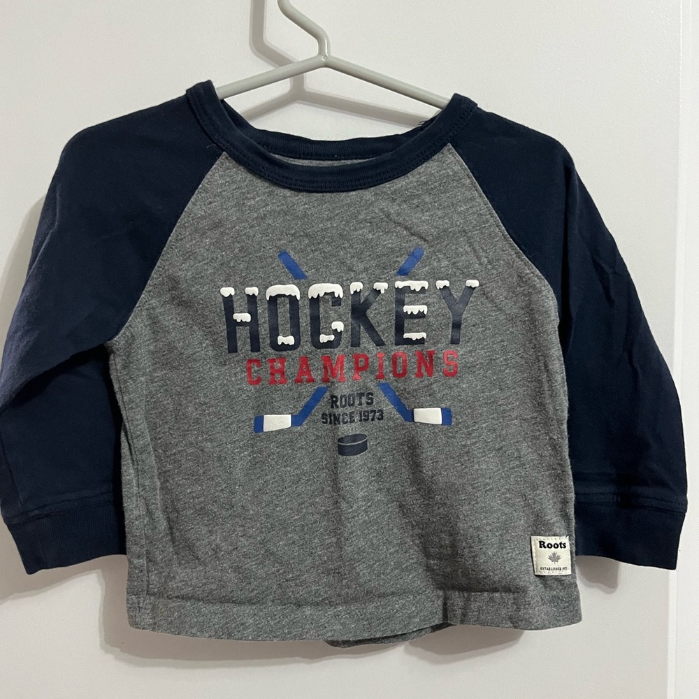Roots “Hockey Champions” Long Sleeve Tee Size 18-24 months